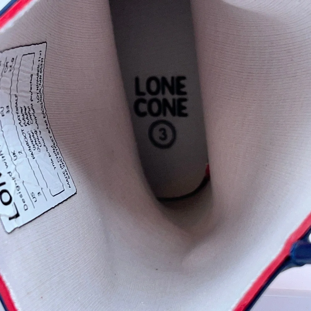Lone Cone Kids Size 3 Red Navy Blue Waterproof Rubber Rain Boots New